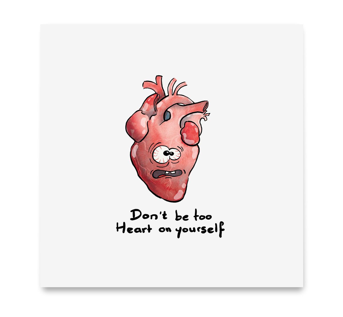 Handgemaakte wenskaart - Don't be too heart on yourself - Mags Up Your Mind